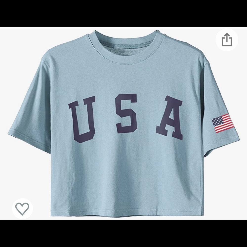 NWT light blue USA cropped Tshirt